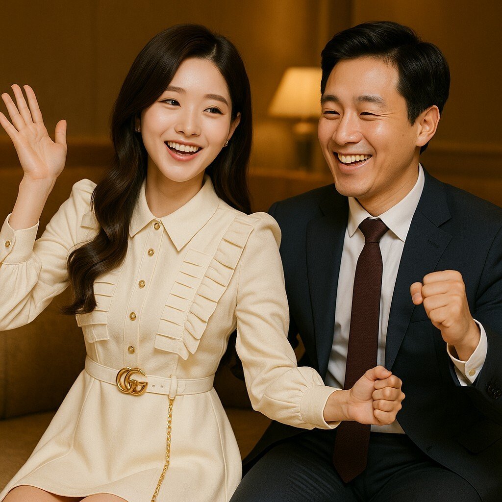 초이스 성공후 일프로 아가씨 룸에서 손님과 함께 어깨 춤추는 모습