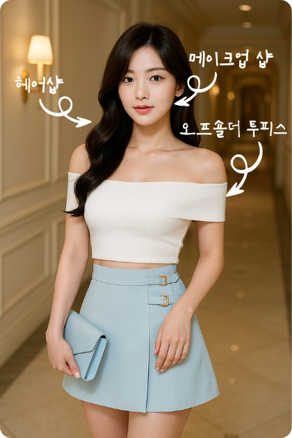 오프숄더 코디-투피스