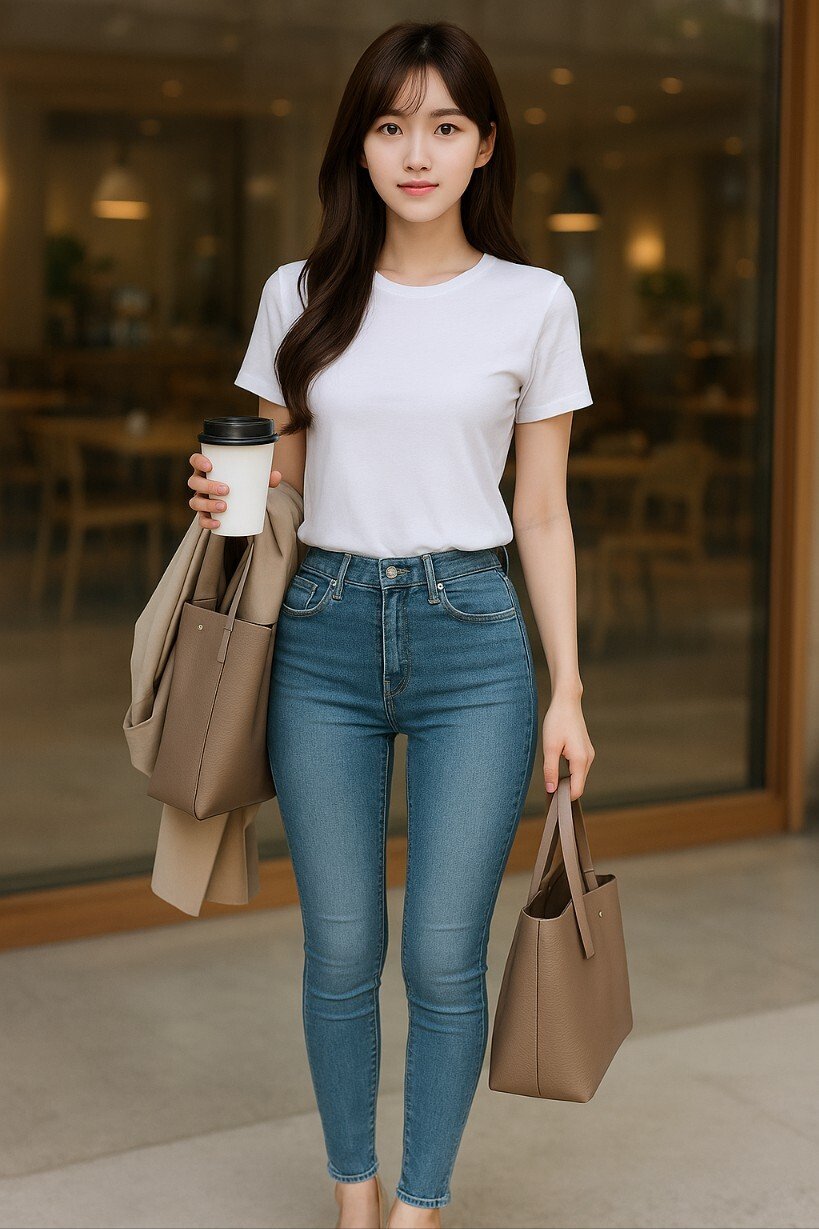 남자들이 좋아하는 여자 패션, 흰티 청바지