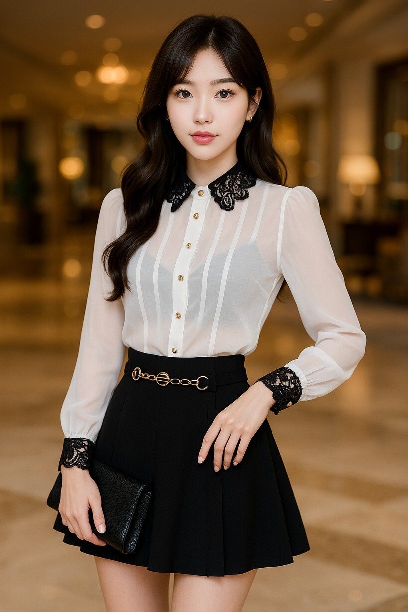 시스루 룩, 화이트 시스루 블라우스