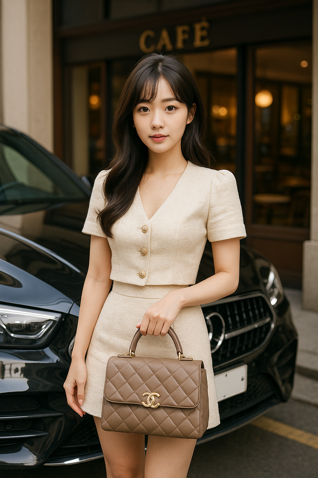 일프로 알바, 수입차 앞에 명품백을 들고 있는 일프로 아가씨