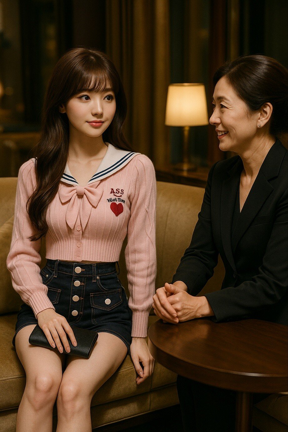 일프로 지명 많은 아가씨-마담하고 대화하고 있는 장면